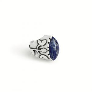 انگشتر نقره با سنگ لاجورد دستساز